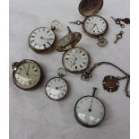 Four silver open-faced pocket watches,