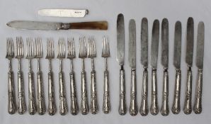 A William IV silver fruit set, comprising eight knives and ten forks, Sheffield, 1830,