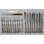 A William IV silver fruit set, comprising eight knives and ten forks, Sheffield, 1830,