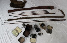 Assorted fishing rods, reels and accessories etc including The Illingworth No.