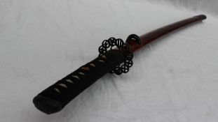 A Wakizashi Unsigned, Shinto The blade with one mekugi-ana, midare hamon of nie with tobiyaki,