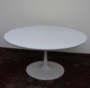 A large 1970's Arkana tulip table, in white, the 151cm diameter top on a one-piece cast base,