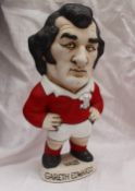 A Grogg Shop pottery Grogg of Gareth Edwards, in a red Wales jersey with No.