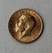 A George V gold half sovereign,