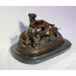 After P J Mene A pointer and a setter on point A bronze on a marble base Bears a signature 39cm