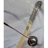 A late Victorian silver and ivory folio page turner, with a gadrooned handle,