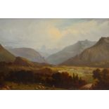 R Valette Landscape scene Oil on canvas Signed and dated 1859 41.