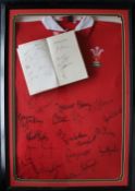 A framed Welsh rugby Jersey, signed, together with Reason (John) The Victorious Lions,
