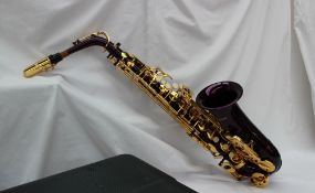 A Sunrise purple lacquer saxophone,
