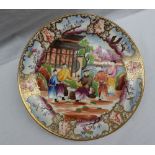 A Swansea Mandarin pattern porcelain plate, painted with Oriental figures by a river,
