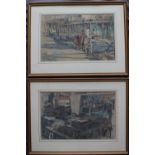 Thomas Symington Halliday Boat yard Watercolour and pencil sketch Signed 35 x 55cm Together with
