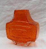 A Whitefriars glass TV vase, designed by Geoffrey Baxter, in tangerine orange, pattern No.