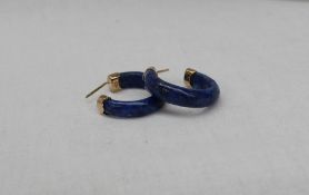 A pair of lapis lazuli hoop earrings,