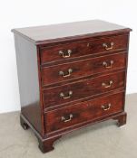 A George III mahogany chest, the rectangular top above four long drawers on bracket feet,