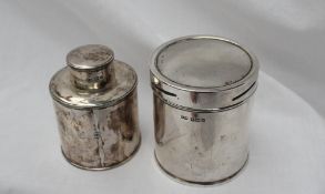 A George V silver cigarette box and cover of cylindrical form, the base engraved "Players Please",
