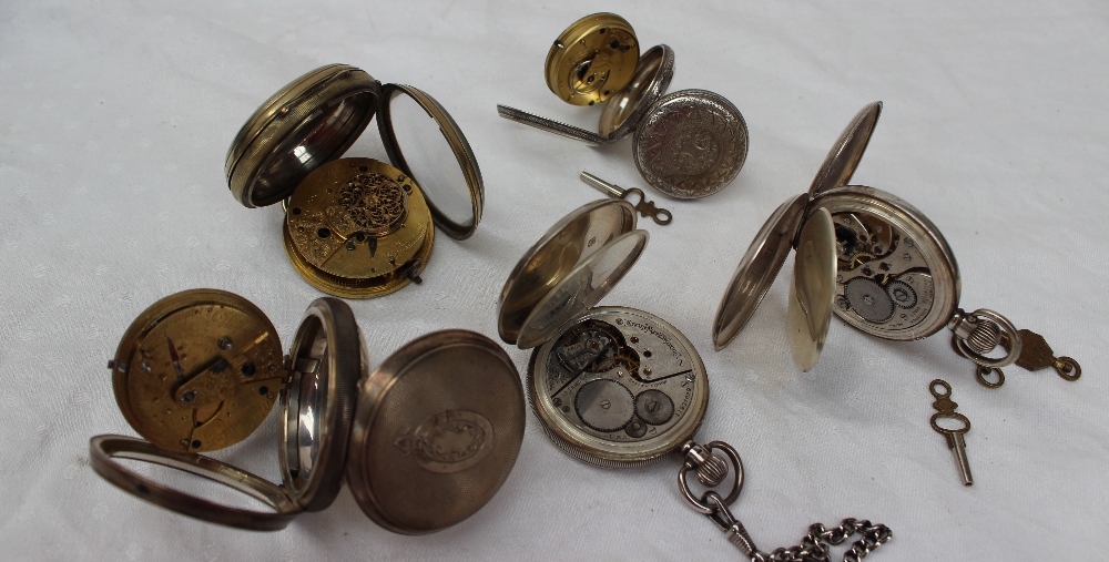 Four silver open-faced pocket watches, - Image 5 of 5