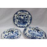 A Swansea blue and white pottery tureen and cover, decorated in the elephant rock pattern,