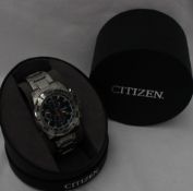 A Gentleman's stainless-steel Citizen wristwatch, with a blue dial,