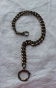 A white metal flat link chain, marked 800, 28cm,