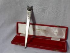 An Elizabeth II silver paper knife with a fox head terminal, Birmingham, 1973,