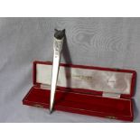 An Elizabeth II silver paper knife with a fox head terminal, Birmingham, 1973,