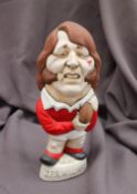 A Grogg Shop pottery Grogg of JPR Williams in a red Wales jersey,