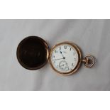 A 9ct yellow gold keyless wound hunter pocket watch,