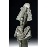 Tall Egyptian Bronze Standing Osiris Figure