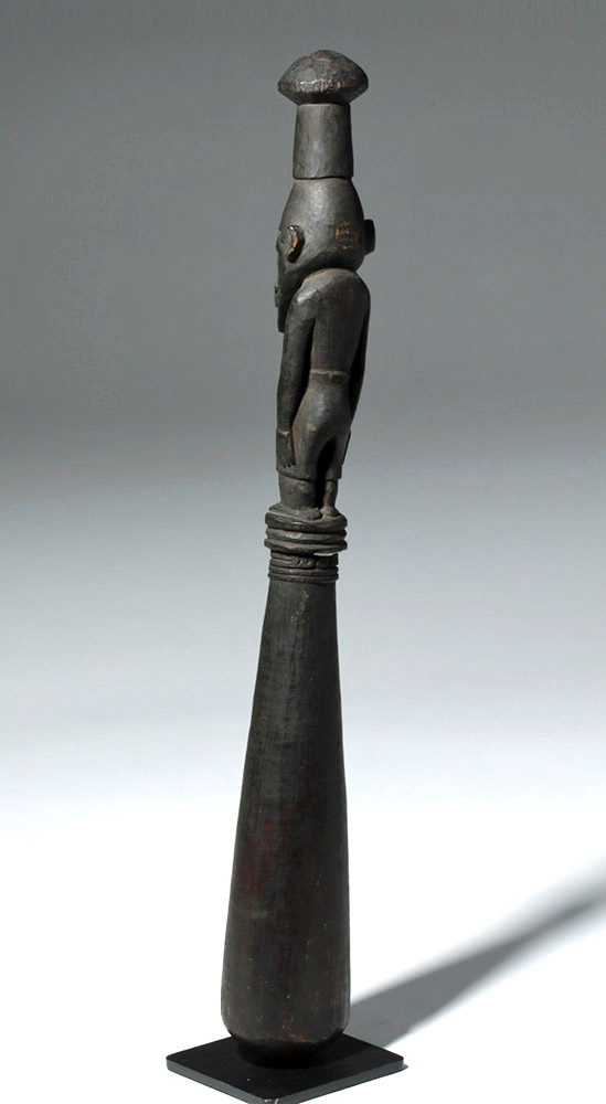 Lethal Papua New Guinea Carved Wood Human Effigy Club - Image 2 of 6