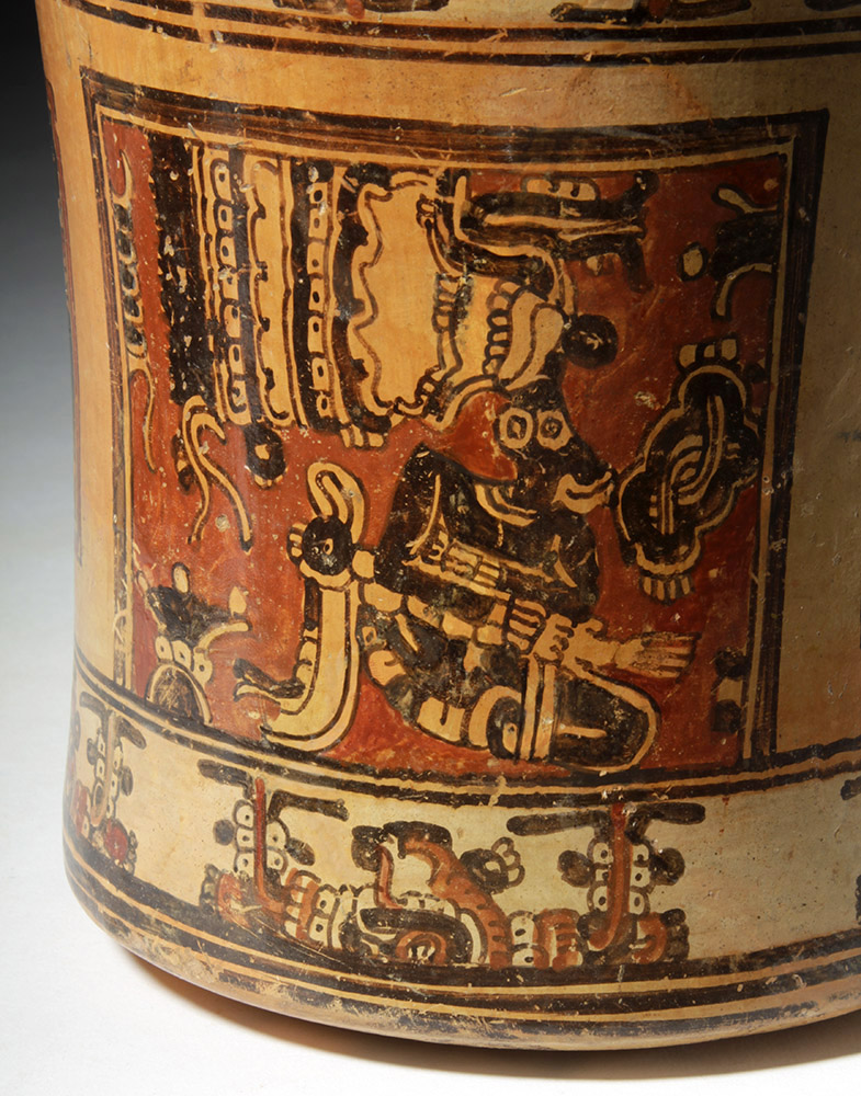 Mayan Ulua Valley Polychrome Cylinder, Rich Iconography - Image 9 of 10