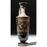 Greek Attic Black-Figure, White Ground Pottery Lekythos