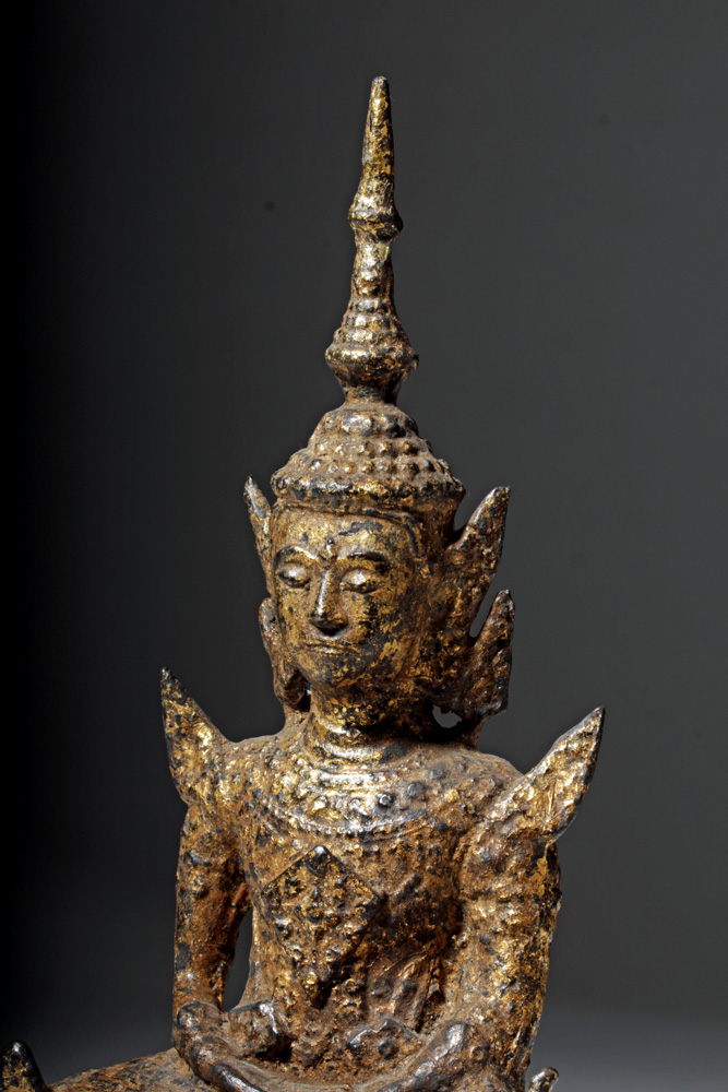 19th C. Thai Gilded Bronze Buddha in Meditation - Image 9 of 9