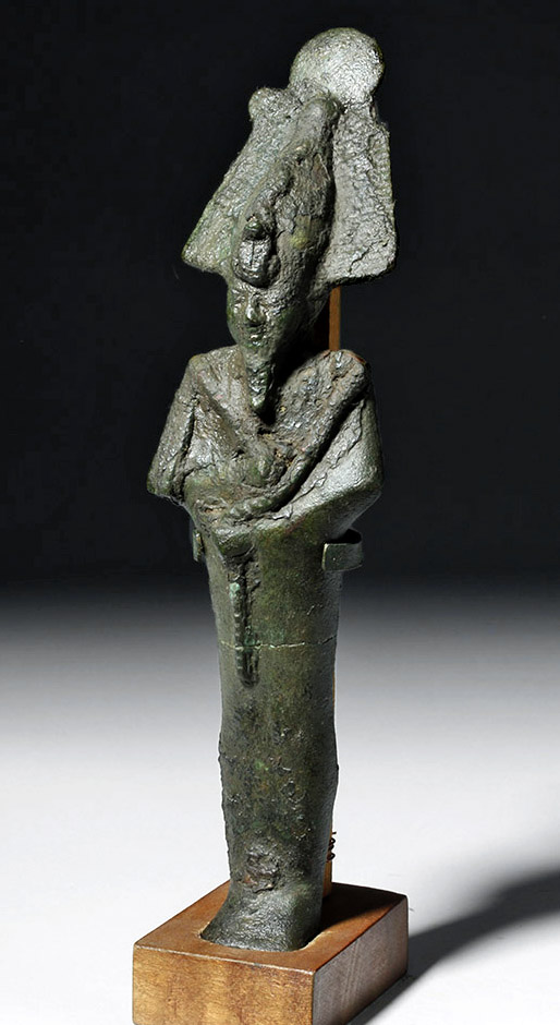 Tall Egyptian Bronze Standing Osiris Figure - Image 2 of 5