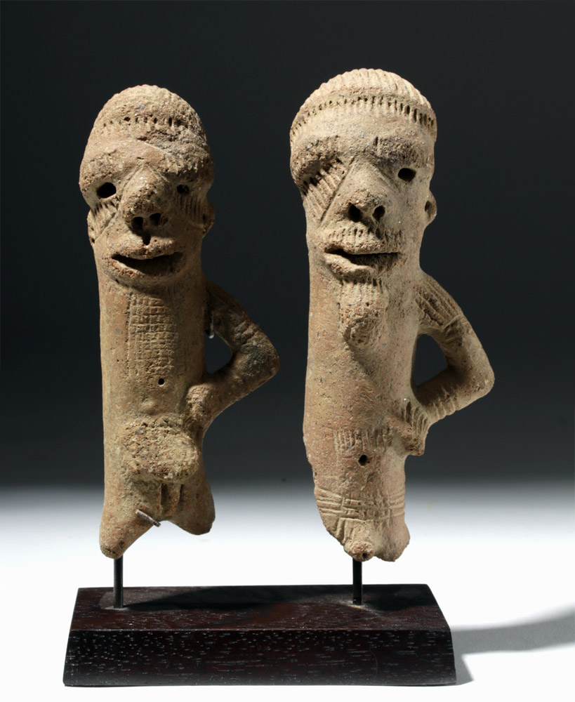 Pair of Sokoto Terracotta Figures - Male & Female