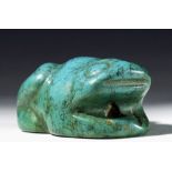 Hongshan Blue Turquoise Frog Amulet