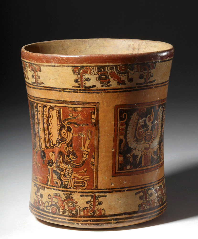Mayan Ulua Valley Polychrome Cylinder, Rich Iconography - Image 4 of 10