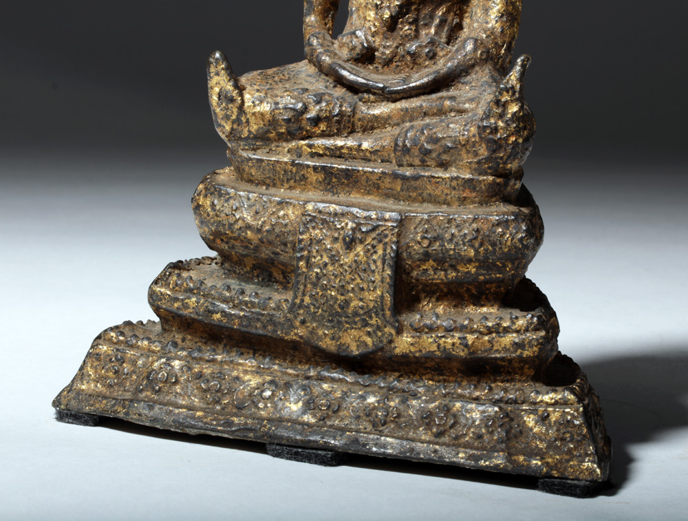 19th C. Thai Gilded Bronze Buddha in Meditation - Image 5 of 9