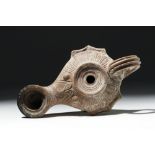 Huge Roman Pottery Oil Lamp