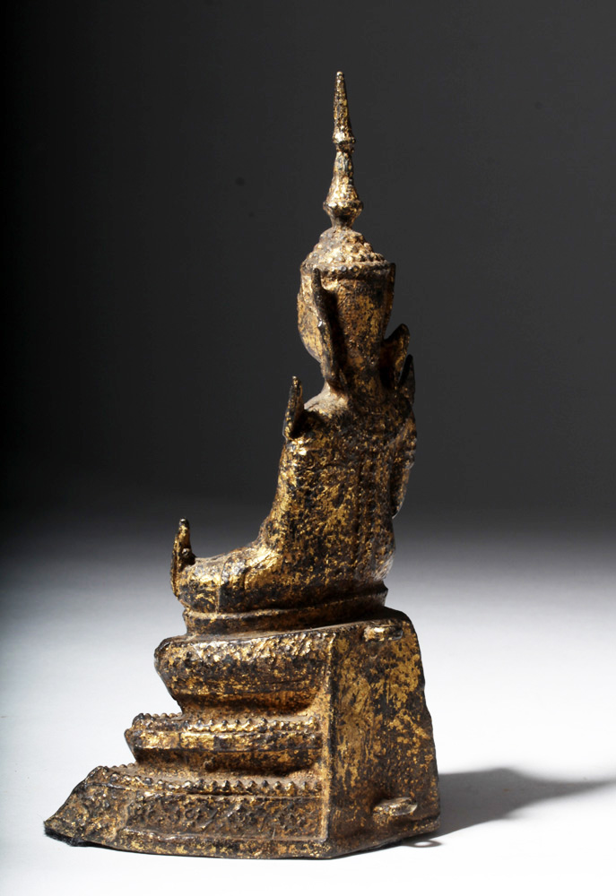 19th C. Thai Gilded Bronze Buddha in Meditation - Image 4 of 9