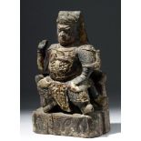 18th C. Chinese Qing Gilded Wood Figure Taoist Guandi