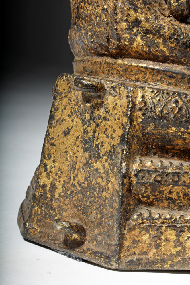 19th C. Thai Gilded Bronze Buddha in Meditation - Image 6 of 9