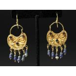 Ancient Roman 22K+ Gold, Garnet & Glass Earrings