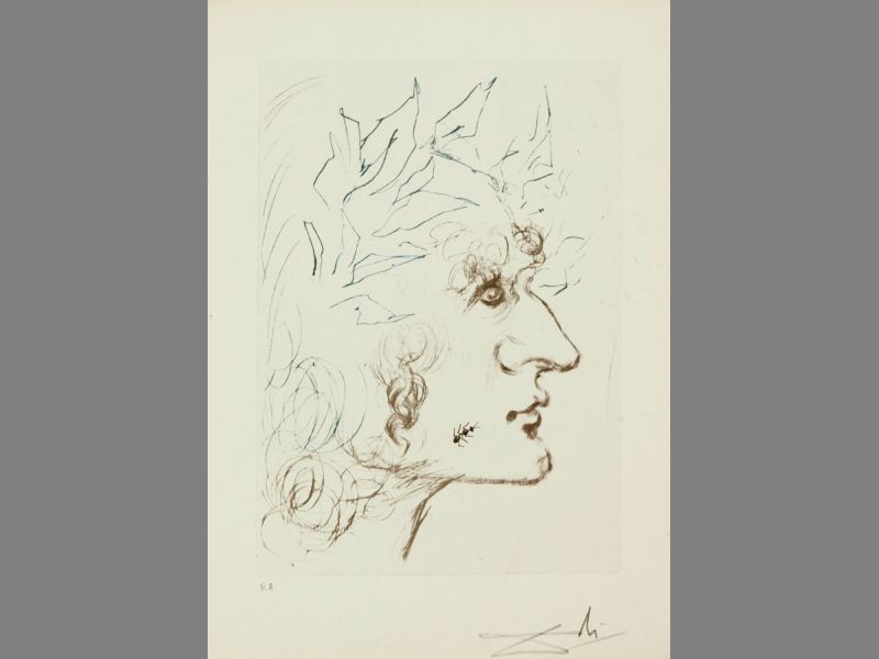 Salvador Dali (1904-1989) SPANISH, PROFILE OF A WOMAN, Colour lithograph on paper, Artist proof,