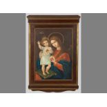 A MID-20TH CENTURY OIL ON CANVAS, MADONNA AND CHILD, Signed with initials "MTA", 85 by 60cm