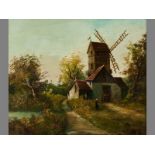 A LATE 19TH/EARLY 20TH CENTURY DUTCH SCHOOL, WOMAN AT WATERMILL, Oil on canvas, Signed with initials