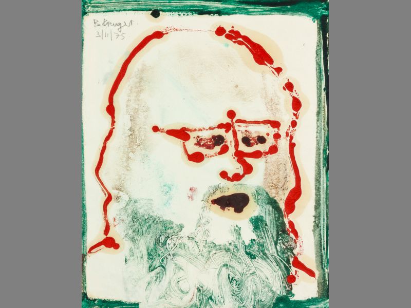 Braam Kruger (1950-2008) SELF-PORTRAIT, Mixed media on paper, Signed and dated 3/11/75 in pencil, 25