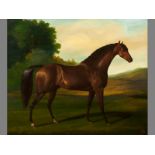 George Stubbs AFTER (1724-1806) BRITISH, A BROWN STALLION, Oil on board, Signed with initials "A.