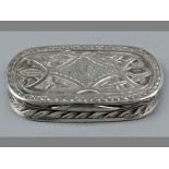 A VICTORIAN SILVER VINAIGRETTE, BIRMINGHAM 1875, GEORGE UNITE, hinged lid with engraved leaves and