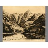 Martinus (Tinus) Johannes de Jongh (1885-1942) MEIRINGSPOORT, Etching on paper, Signed and titled in
