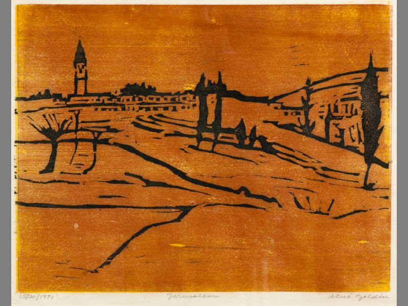 Alice Goldin (1922-2016) JERUSALEM, Colour silkscreen print on paper, Signed, titled and dated 15/